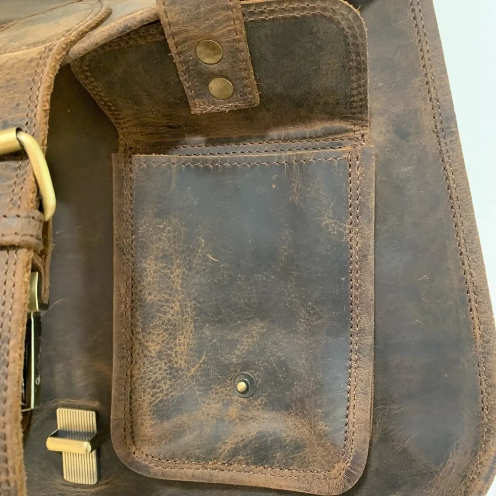KomalC | Buffalo leather vintage saddle satchel bag